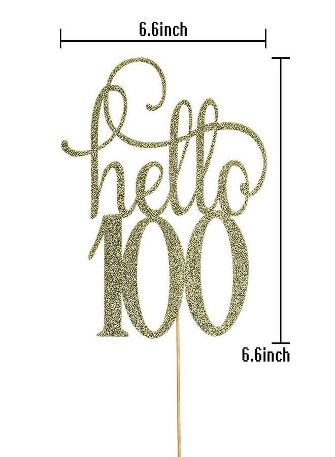 فيستيكو زينة كعكة "Festiko®Hello 100" للاحتفال بالذكرى المئوية لأعياد الميلاد وحفلات الزفاف، لون ذهبي لامع - Image 2